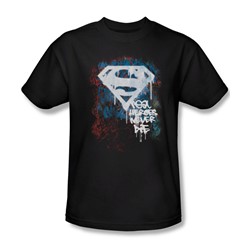 Superman - Real Heroes Never Die - Adult Black S/S T-Shirt For Men