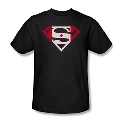 Superman - Canadian Shield - Adult Black S/S T-Shirt For Men