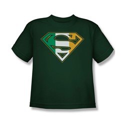 Superman - Irish Shield - Big Boys Hunter Green S/S T-Shirt For Boys