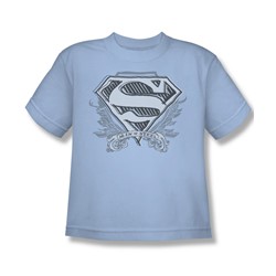 Superman - Sketchy Crest Shield - Big Boys Light Blue S/S T-Shirt For Boys