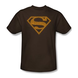 Superman - 60's Type Shield Adult T-Shirt In Coffee