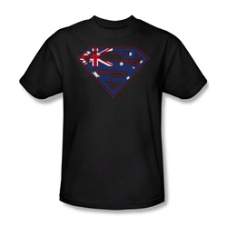 Superman - Australian Shield - Adult Black S/S T-Shirt - Sa For Men