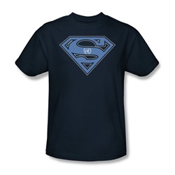 Superman - U N Shield - Adult Navy S/S T-Shirt For Men