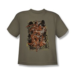 Superman -  -  - Urban Collage - Big Boys Safari Green S/S T-Shirt For Boys