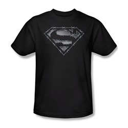Superman - Barbed Wire - Adult Black S/S T-Shirt For Men