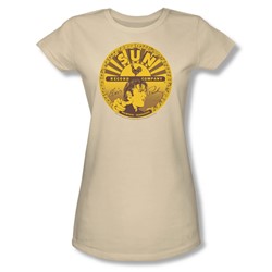 Sun - Elvis Full Sun Label - Juniors Ivory S/S Cap Slv T-Shirt For Women