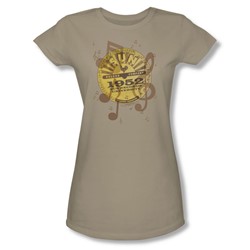 Sun - Logo Music - Juniors Desert Sand Sheer Cap Slv T-Shirt For Women