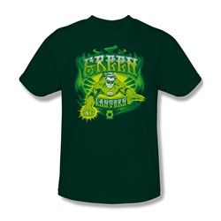 Green Lantern Green Flames Adult S/S T-shirt in Hunter Green by DC Comics