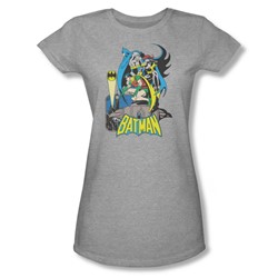 Batman Heroic Trio Juniors S/S T-shirt in Athletic Heather by DC Comics