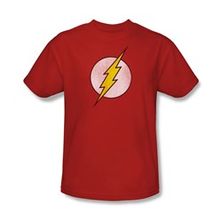 The Flash Logo Distressed Adult S/S T-shirt in Red by DC Comics