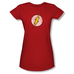 The Flash Logo Distressed Juniors S/S T-shirt in Red by DC Comics