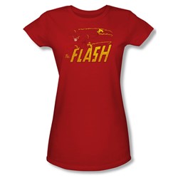 The Flash Speed Distressed Juniors S/S T-shirt in Red by DC Comics