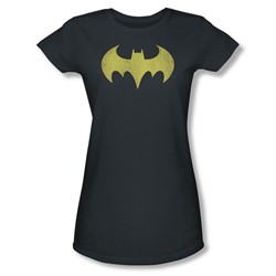 Batgirl Logo Distressed Juniors S/S T-shirt in Charcoal by DC Comics