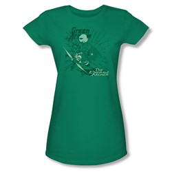 Green Arrow The Emerald Archer Juniors S/S T-shirt in Kelly Green by DC Comics