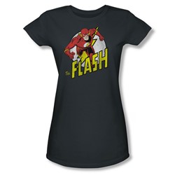 The Flash Run Flash Run Juniors S/S T-shirt in Charcoal by DC Comics