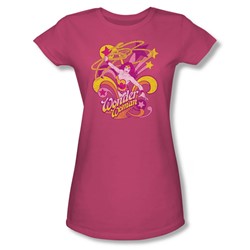 Wonder Woman Save Me Juniors S/S T-shirt in Hot Pink by DC Comics
