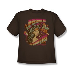 Wonder Woman Peace Big Boys S/S T-shirt in Coffee by DC Comics