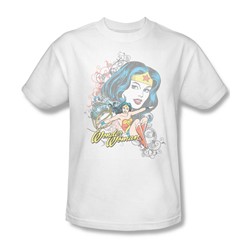 Wonder Woman Wonder Scroll Adult S/S T-shirt in White by DC Comics