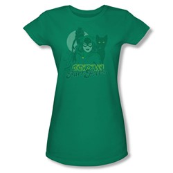 Catwoman Perrfect! Juniors S/S T-shirt in Kelly Green by DC Comics
