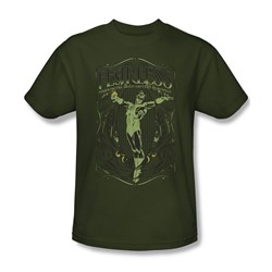 Green Lantern Fearless Adult S/S T-shirt in Military Green by DC Comics