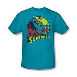 Superman Adult S/S T-shirt in Turquoise by DC Comics