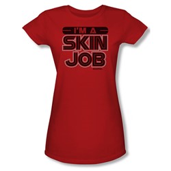 Battlestar Galactica - I'M A Skin Job Juniors / Girls T-Shirt In Red