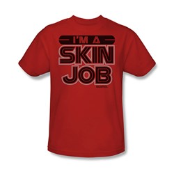 Battlestar Galactica - I'M A Skin Job Adult T-Shirt In Red