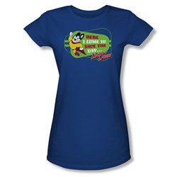 Cbs - Mighty Mouse / Here I Come Juniors T-Shirt In Royal Blue