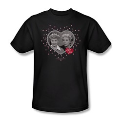 I Love Lucy - Hearts And Dots Adult T-Shirt In Black