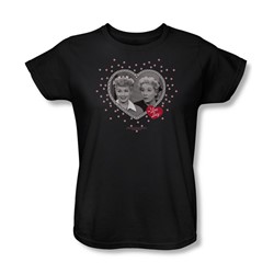 I Love Lucy - Hearts And Dots Womens T-Shirt In Black