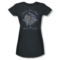Elvis - Rock & Roll Juniors T-Shirt In Charcoal