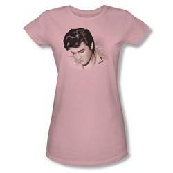 Elvis - Looking Down Juniors T-Shirt In Pink