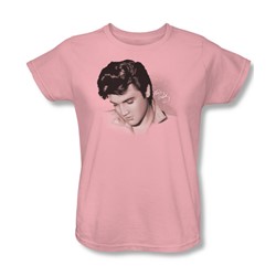 Elvis - Looking Down Womens T-Shirt In Pink