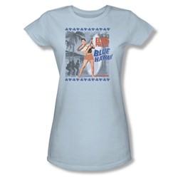 Elvis - Blue Hawaii Poster Juniors T-Shirt In Light Blue