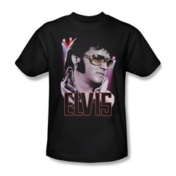 Elvis - 70's Star Adult T-Shirt In Black
