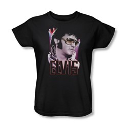 Elvis - 70's Star Womens T-Shirt In Black