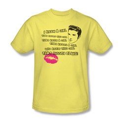 Elvis - Kissed Elvis Adult T-Shirt In Banana