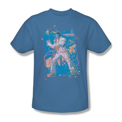 Elvis - Splatter Hawaii Adult T-Shirt In Carolina Blue