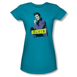 Elvis - Sitting Juniors T-Shirt In Turquoise