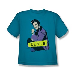 Elvis - Sitting Big Boys T-Shirt In Turquoise