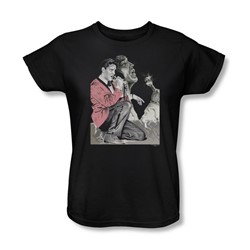 Elvis - Rock 'N' Roll Smoke Womens T-Shirt In Black
