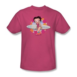 Betty Boop - Boop Surf Adult T-Shirt In Hot Pink