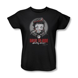 Betty Boop - Born To Ride Womens T-Shirt In Black