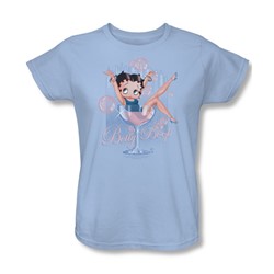 Betty Boop - Pink Champagne Womens T-Shirt In Light Blue