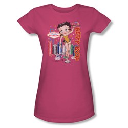 Betty Boop - Wet Your Whistle Juniors T-Shirt In Hot Pink