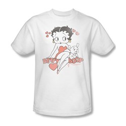 Betty Boop - Classic With Pup Adult T-Shirt In White