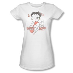 Betty Boop - Classic With Pup Juniors T-Shirt In White