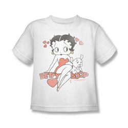 Betty Boop - Classic With Pup Little Boys T-Shirt In White