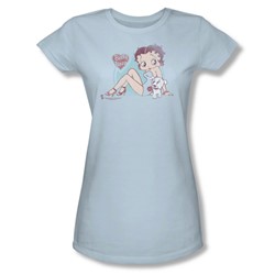 Betty Boop - Vintage Pin Pup Juniors T-Shirt In Light Blue