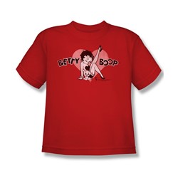 Betty Boop - Vintage Cutie Pup Big Boys T-Shirt In Red